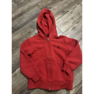 Boys Polo Ralph Lauren Size 4 Red Hoodie Zipped Sweatshirt